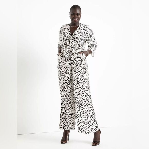 NWT Eloquii Tie Front Jumpsuit 18 - Picture 2 of 4